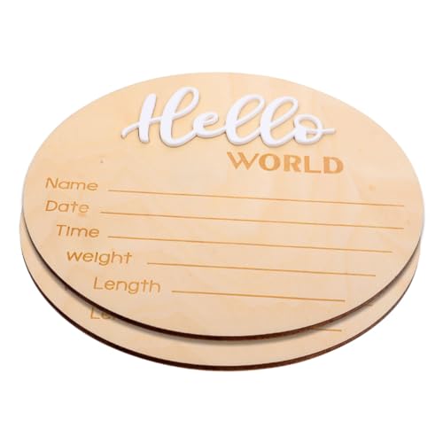Beatifufu Wooden Birth Announcement Sign for Hospital Newborn Name Plate Round Photo Prop for Baby