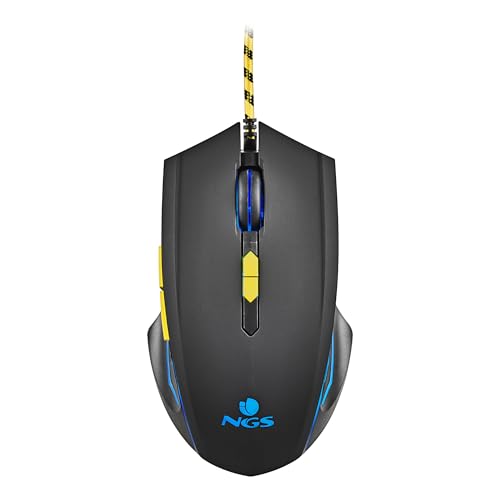 NGS GMX-123 - Ratón Gaming, Cable USB, Iluminación LED, 6 Botones, Sensor Óptico Ajustable, Compatible PC/Portátiles/PS/Xbox/Nintendo Switch/Tablets/Teléfonos, Precisión, Negro