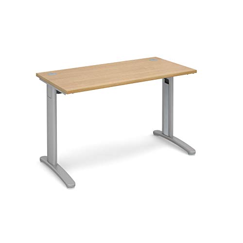 Image of Mr Office TR10 straight desk 600mm deep - silver frame, 1200, Oak