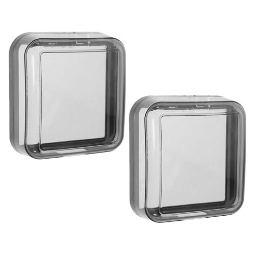 UKCOCO Tapa Protectora para Enchufe de Pared Tipo 86, Autoadhesiva, Plástico Negro Transparente, 2 Piezas, Cubierta de Tomacorriente Segura para Cocina, Baño y Exteriores