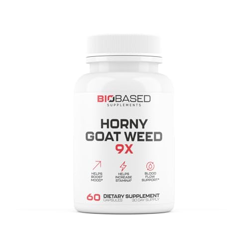 Horny Goat Weed + 9 Ingredients - Pills for Men with Fast Acting Blood for Performance | Build Muscle, Assist Energy | 9 Strategic Backed Ingredients | 3rd Party Tested Supplement - 60 Pills