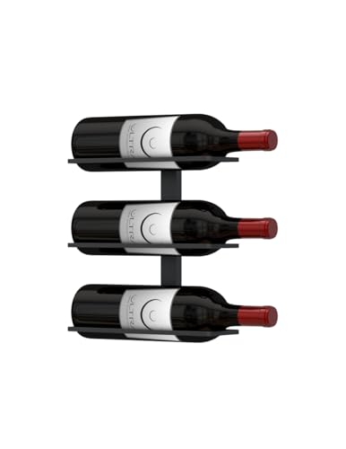 Image of Ultra Wine Racks Max Reveal Wall Mounted Wine Rack - Black Metal Wall Rails, 1 ft (3 Bottles)