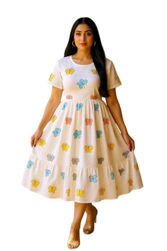 eightone Women’s Floral Print Maxi Dress | Elegant V-Neck, Sleeveless/Short Sleeve Options | Casual, Party & Beach Long Dress (in, Alpha, M, Regular, White)