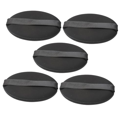 Beatifufu 5piezas Borla De Polvo Sin Látex Redonda Para Maquillaje Accesorio Cosmético De Borla Para Aplicar Polvo Maquillaje Negro La Piel