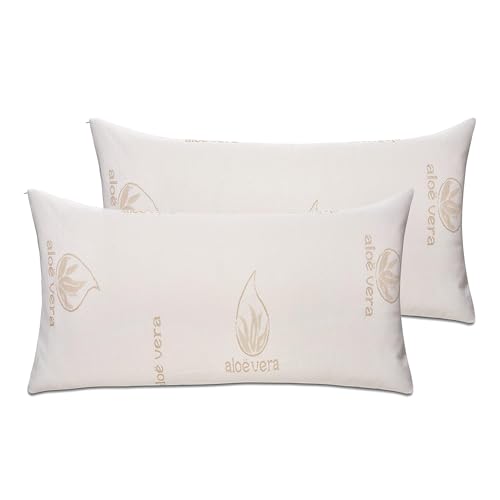 ECOSTAR 1618 Almohada Viscoelástica Ergonómica, Núcleo 100% Viscoelástico, Funda de Aloe Vera Desenfundable, Antibacterias, Termorregulable, Libera Presión Cervical (75CM 2 Unidades)