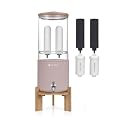 FACHIOO Gravity-fed Water Filter System, 2.25-Gallon All Glass Water Purifier with 6 Filters (2 Ceramic, 2 Black, 2 Fluoride), 7 Inch Stand, Protective Sleeve