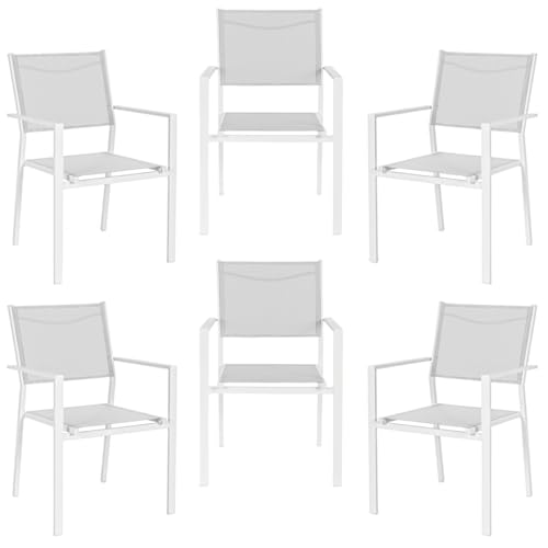 HILL Set 6 sedie giardino in alluminio e textilene