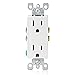 Leviton 15 Amp, 125 Volt, Residential Grade, Grounding, Audio Cable Connector Decora Duplex Receptacle White (5325-W), 1 Count