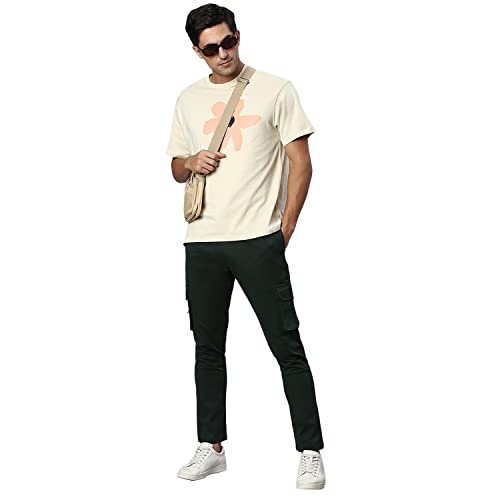 Image of Hubberholme Men's Regular Fit Cotton Trousers, Ankle Length Button & Drawstring Waist Cargo Chinos