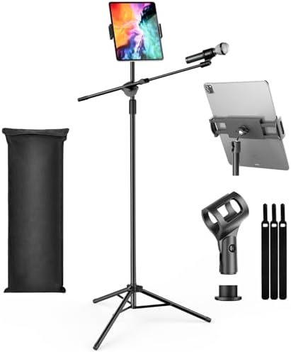 Bras De Microphone TONOR T35 Avec Trépied - Hauteur Réglable 1-1,9m - Perche Flexible - Support Tablette Et Porte-gobelet - Sac Inclus