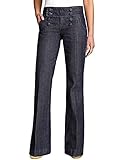 Flamingals Women’s Jeans Solid Double Breasted Pocket Straight Leg Jeans Dark Blue S