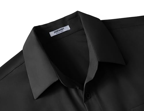 COOFANDY Big and Tall Casual Shirts for Men Short Sleeve Button-Down Shirts Plus Size Hide Belly No Tuck Shirts XL XLT Olive Black - Image 5