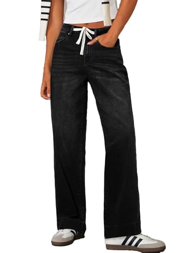 Sidefeel Jeans for Women Western Outfit High Waisted Drawstring