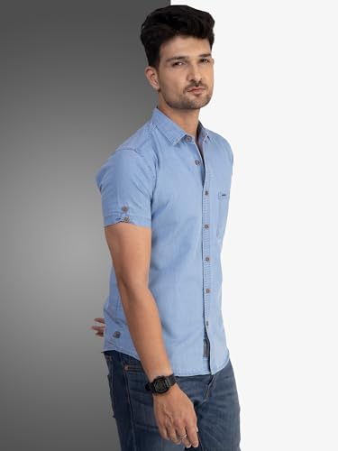 Image of Men's Denim Casual Shirts for Men | Half Sleeve Shirt | Regular Fit