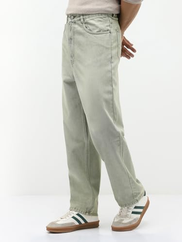 Image of Urbano Fashion Men's Loose Baggy Fit Heavy Washed Jeans Non-Stretchable