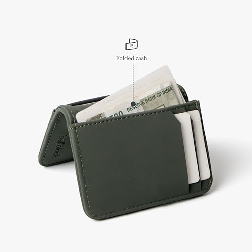 Image of Bellblock Minimal Card Holder for Men /Women | Slim Handcrafted Mens Card Wallet | Upto 7 Cards & Folded Cash | Vegan Leather | Dark Green (Pack of 1)