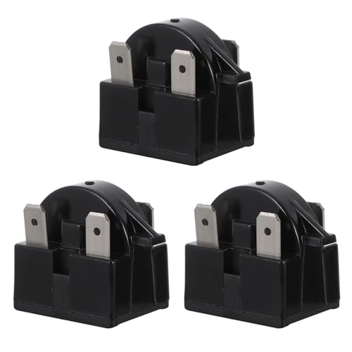 CONGARTENO 3 piezas Relé de Arranque para Compresor Pines Ohm Negro Repuesto para Frigoríficos Adecuado para Refrigeradores Congeladores y Enfriadores de Vino Paquete de Unidades