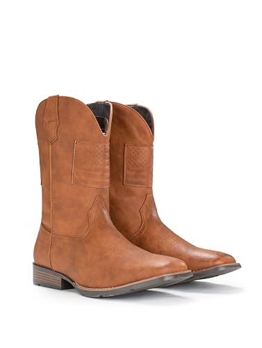 Image of IUV Cowboy Boots For Men Wide Western Boot Traditional American Flag Retro Square Toe Country Work Boots