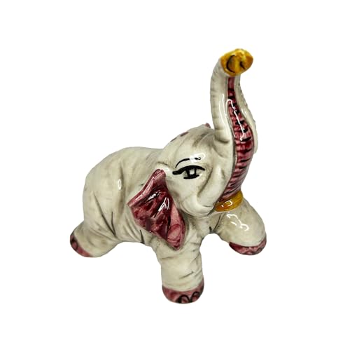 Hecho a mano Caltagione elefante cerámica feliz Animal arte pie en (AMARANTO)