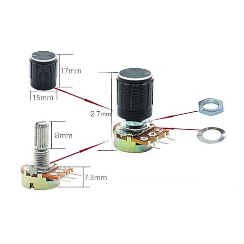 10Pcs Drehpotentiometer Joystick 10K Potentiometer Set Linear Taper Potenziometer Drehpotentiometer mit Muttern und Unterlegscheiben Rotary Encoder Lewttyer