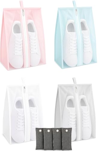 Pack de 4 Bolsas para Zapatos Impermeables y Reutilizables | Organizadores de Calzado para Viaje, Maleta, Gimnasio, Hogar, Armario o Camping | 2 Tamaños (40x20 y 40x30 cm) | Bolsa Guarda Zapatos