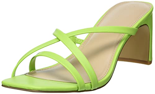 The Drop Amelie Sandales à talon et bout carré pour Femme, Vert citron, 44 EU
