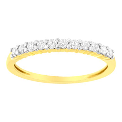 IGI Certified 1/4 Cttw Diamond 10K Yellow Gold Prong Set Fluted Band Style Ring (I-J Color, I2-I3 Clarity)