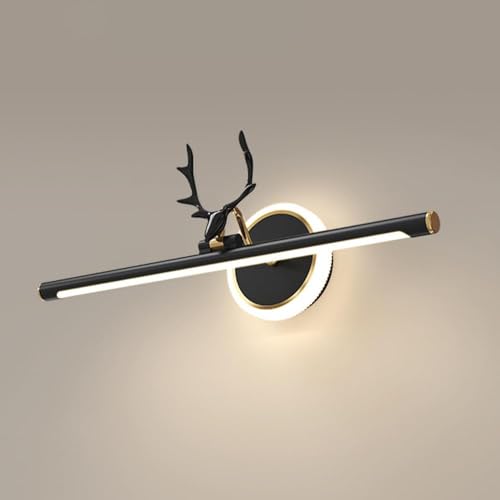 Aplique de Pared para Espejo de baño con Tira Larga Moderna LED de 20 W, luz para Mueble de tocador, lámpara Lineal Negra nórdica, Accesorio Frontal para Inodoro y baño, iluminación para imágenes