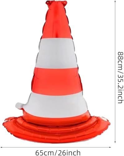Image of Atpata Funky 35inch 3D Traffic Safety Cones Foil Balloons ? Self-Standing Decorations for Emergency Vehicles, Construction Theme, Birthday Boy Race Themed Party, Baby Shower Traffic Party Supplies (2)