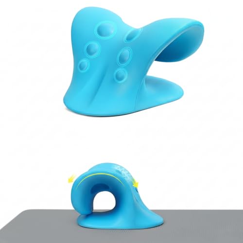 Image of DOLTAS Neck Support Stretcher - Cervical Traction Device for Neck & Shoulder Pain Relief, Massage Relaxer, Acupressure Chiropractic Support (SKY BLUE)