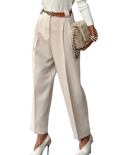 WOWULOVELY Womens Wide Leg Pants High Waisted Business Work Trousers Long Straight Suit Pants with Pockets