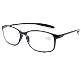 DOOViC Lesebrille Schwarz/Eckig Flexibel Anti Rutsch Blaulichtfilter Computer Brille mit Stärke für Damen/Herren 3,5