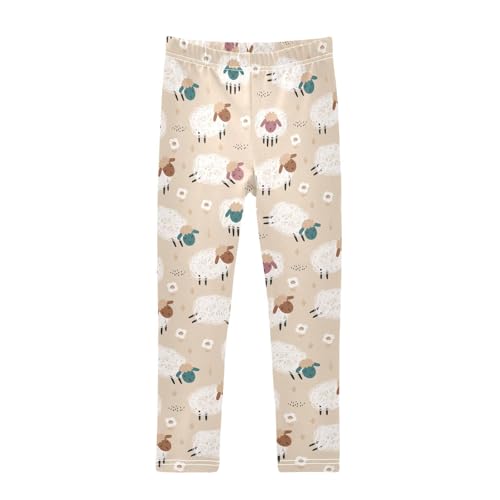 Cute Sheeps Girls Leggings,Workout Leggings for Girls Toddler Athletic Leggings Size for 3-10T