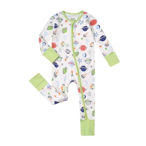 Image of Teach Leanbh Unisex Baby Cotton Pajamas with Mittens and Feet Cuffs 2 Way Zipper Long Sleeve Romper Sleep and Play