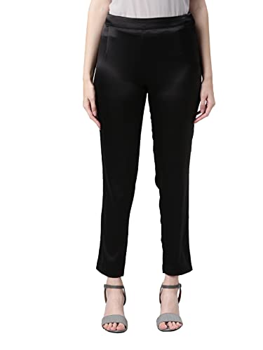 Image of GO COLORS Women Mid Rise Polyester Shiny Pant