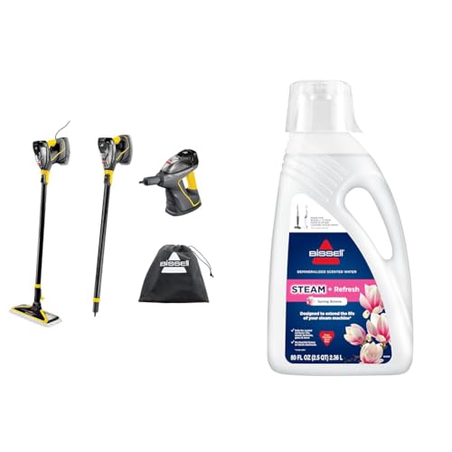 Image of BISSELL Power Steamer Heavy Duty 3-in-1 Steam Mop and Handheld SteamShot + Bissell Spring Breeze Steam Water 80oz