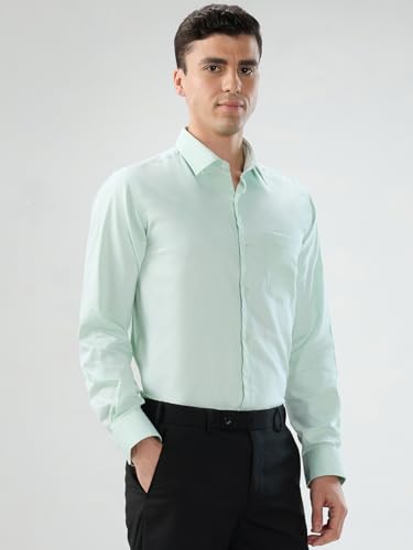 Image of Park Avenue Men Modern Slim Fit Solid Pattern Cotton Polyester Blend Semicutaway Collar Full Sleeve Formal Shirt