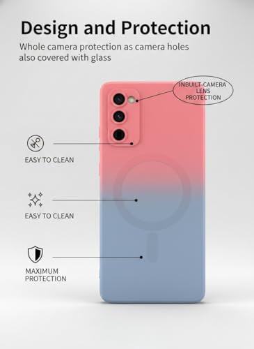 Image of amazon basics Gradient Mag-Safe Case for Samsung Galaxy S20FE 5G | Soft Silicone Shockproof Cover with Camera Protection | Slim Lightweight Design | Smooth Touch & Durable - Pink & Blue