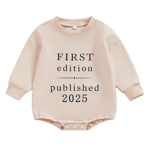 Image of Infant Newborn Baby Boys Girls First Edition Published 2025 Long Sleeve Sweatshirt Romper Baby Announcement