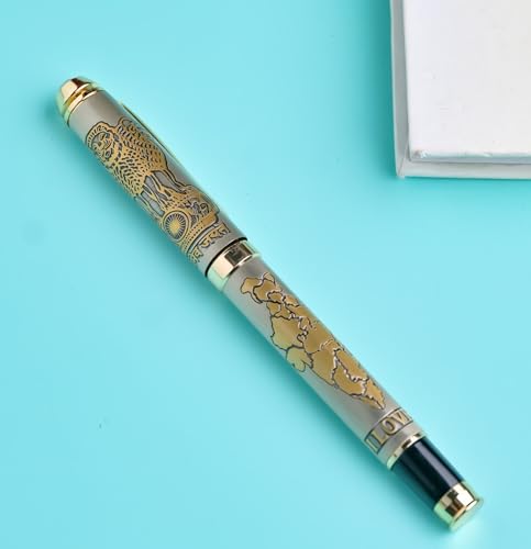 Image of Satyamev Jayate & I Love India Personalized Pen Stylish Engraved Metal Pen, Gift for Patriotism & Office Use, Brown