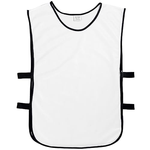 Image of Sterling Sports 12 X Football Training Bibs For Adults - Ideal Football Bibs Adult For Basketball, Soccer, Netball, Cricket & Rugby Training Equipment - Perfect Sports Vest (Senior, White)