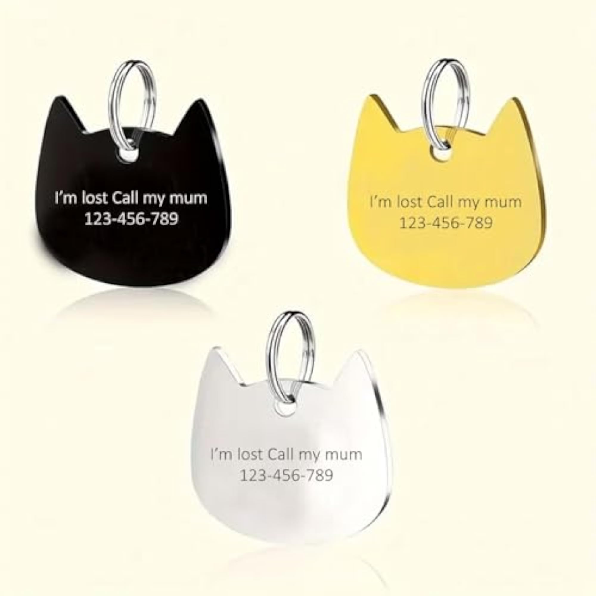 Personalized Cat ID Tag with Number, Engraved Pet Keychain