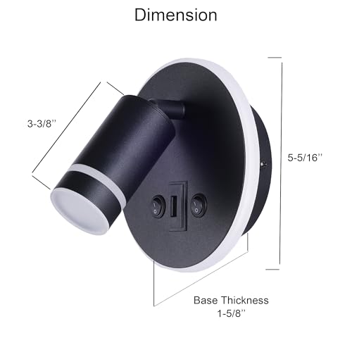 Image of 12V LED RV Wall Sconce Light Fixture with ON /Off Switch and USB Charging Port, RV LED Bedside Reading Lamp, 4000K Nature White Interior Light for RV, Marine, Motorhome