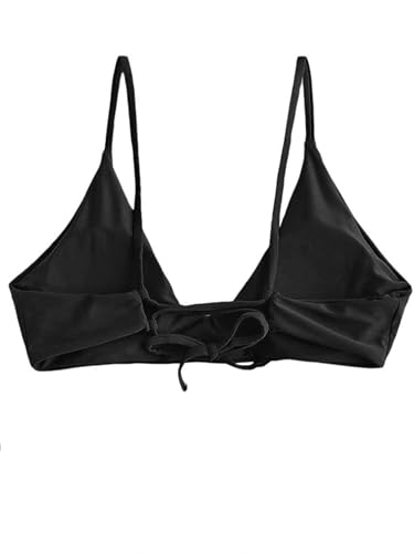 ZAFUL Women's Tie Back Bikini Top Solid Push Up Padded Bralette Swimsuit Bathing Suits Top3
