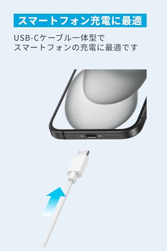 Anker Charger (12W, Built-In 1.5m USB-C ケーブル) (USB 充電器 12W USB-C ケーブル一体型)【PSE技術基準適合】 iPhone 16 / 15 iPad Air Galaxy Android その他 各種機器対応 (ホワイト)