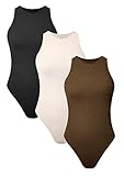 AUTOMET Womens 3 Piece Bodysuits Sexy Ribbed Sleeveless Halter Neck Shapewear Tank Tops One Piece Jumpsuits Summer Outfits