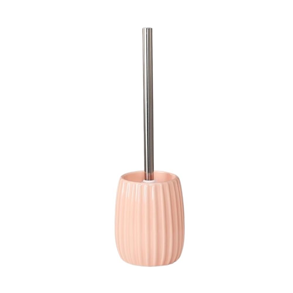 Zyyanshop One Color Toilet Brush Ceramics Vertical Lines Texture Toilet Brush With Base And Stainless Steel Handle