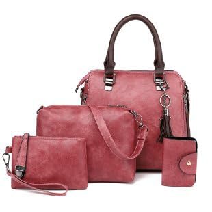Set of 4 Pieces Leather Finish PU Material Ladies Hand Bag, Clutch and Wallet for travel office Party for women-image-26