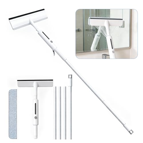 Image of HUTT Window Cleaning 04 3 in 1 Window Cleaner with Spray, Dual-Side Mist Squeegee with 51.2 in Extension Pole, 13 in Glass Cleaning Brush with Microfiber Cloth for Windows, Mirrors