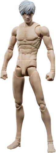 RoofWorld 1/12 Scale Male Action Figure Slender Muscle Joint Body 6 inch Super Flexible Comic Soldier Miniature Action Figure Body Doll Collection (Pale Skin)